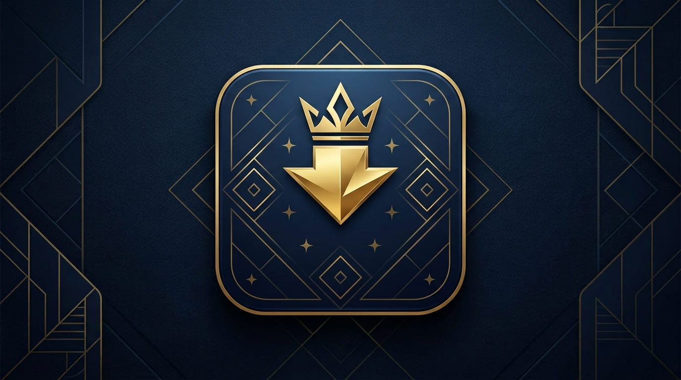 Altın renkli indirme simgeli Pinco Casino APK konsept ikonu