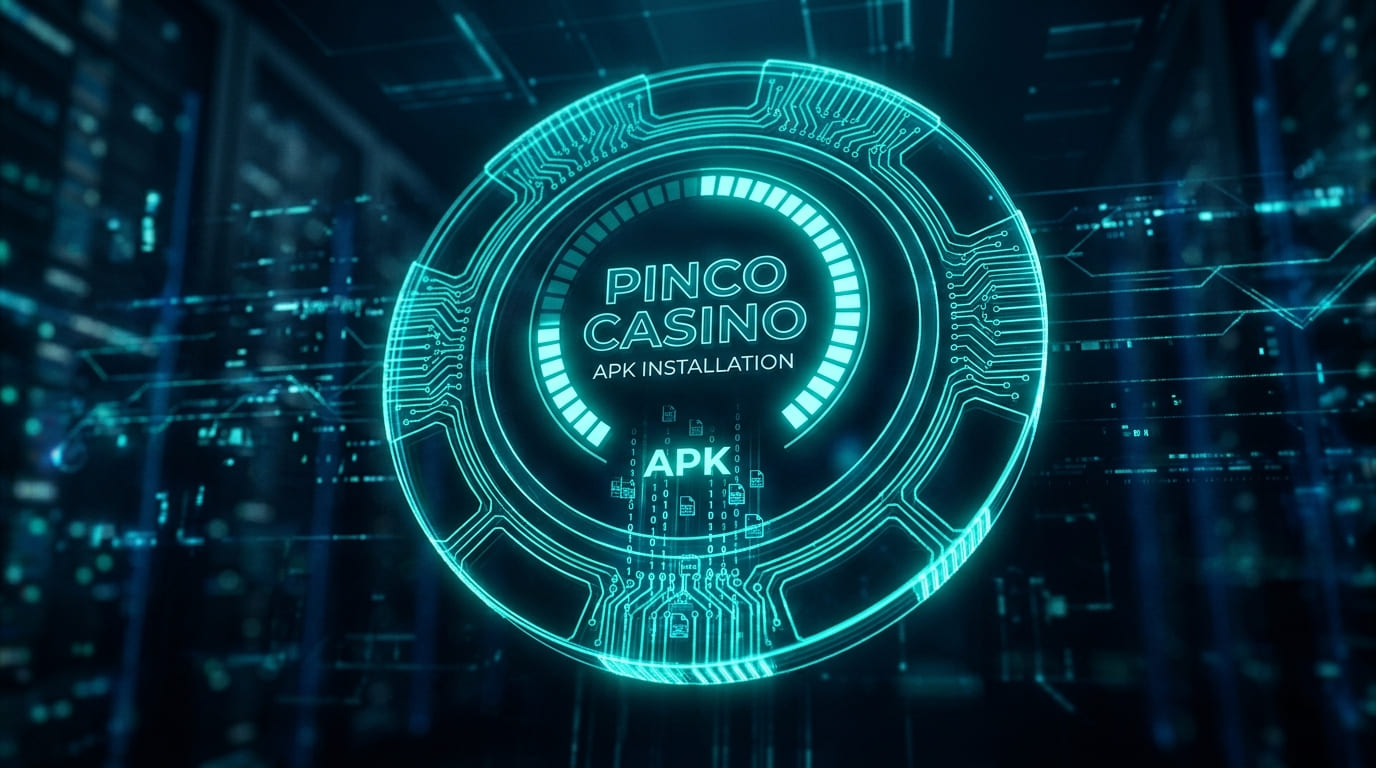 Pinco Casino APK installation yazılı teknolojik dairesel arayüz